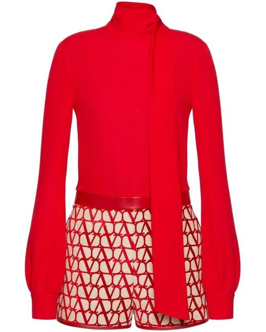 Valentino Garavani Red Toile Iconographe Light Playsuit
