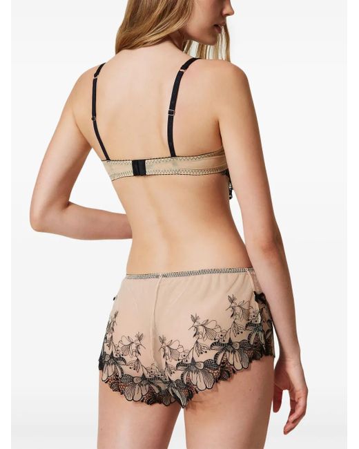 Sujetador de tul bordado Twinset de color Black