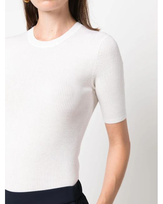 P.A.R.O.S.H. White Ribbed-Knit Wool T-Shirt