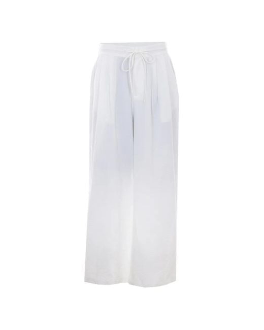ELEH White Drawstring Wide-Leg Trousers