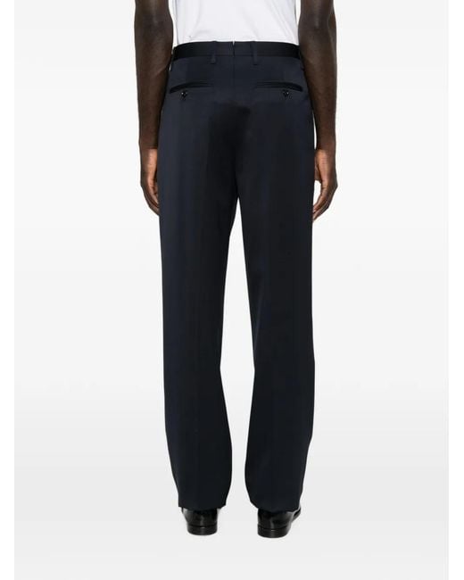 Lardini Blue Pleated Straight-Leg Trousers for men