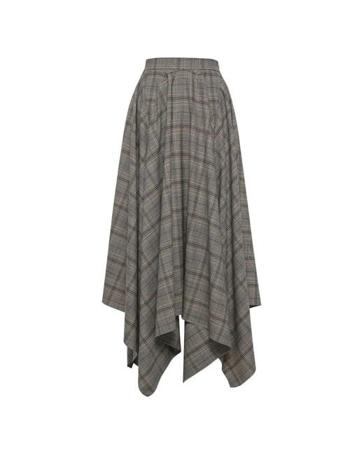 Anouki Gray Checkered Asymmetric Skirt