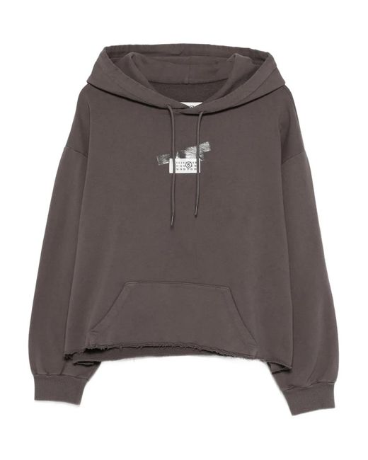 MM6 by Maison Margiela Brown Distressed Hooded Top