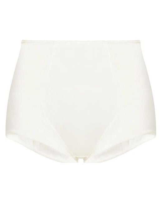 Dolce & Gabbana White Satinslip Mit Hohem Bund