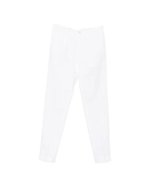 Incotex White Pleated Straight-Leg Trousers for men