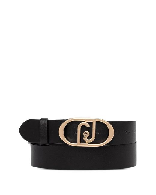 Liu Jo Black Logo-Plaque Leather Belt