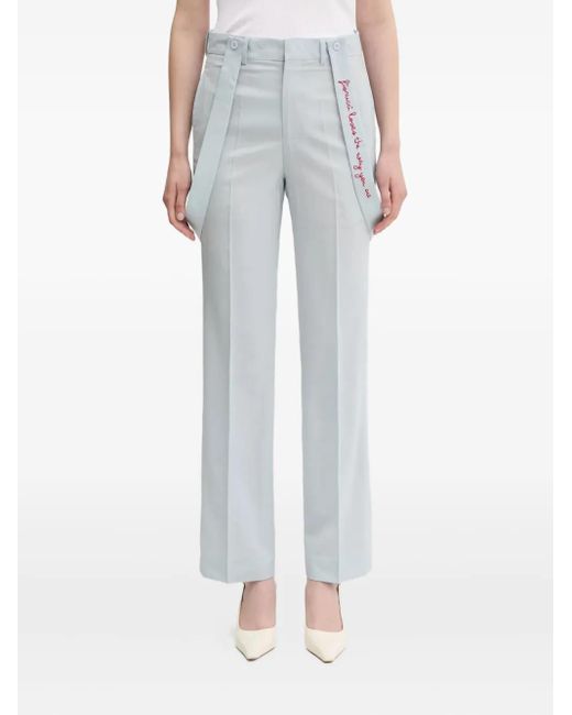 Fiorucci White Embroidered Suspender Trousers