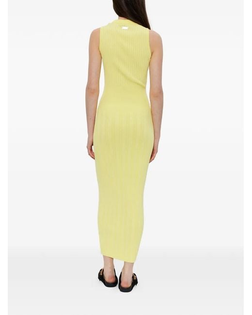 Balmain White Keyhole Ribbed Dress