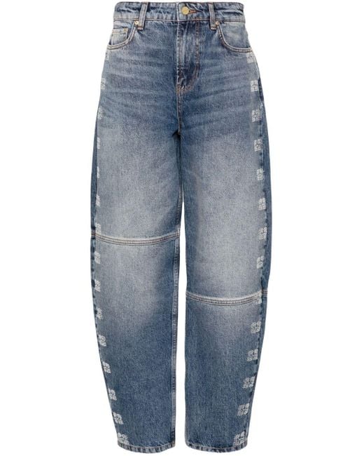 Ganni Stary High Waist Jeans Met Toelopende Pijpen in het Blue