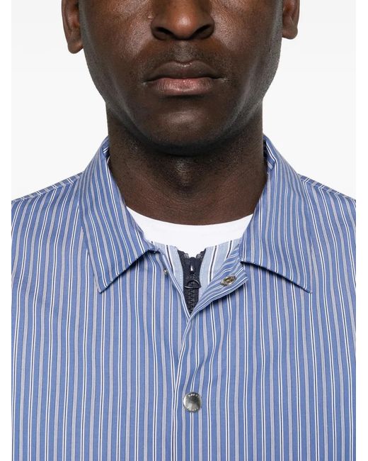 Sacai Blue Striped Overshirt for men