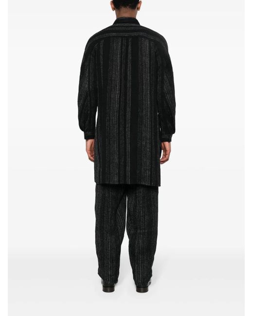 Yohji Yamamoto Black Stiped Knot-Detail Shirt for men