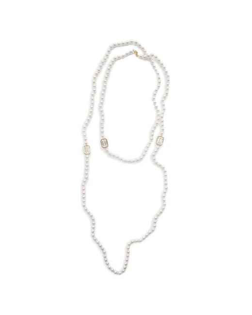 Izabel Display White Crystal-Embellished Pearl Necklace