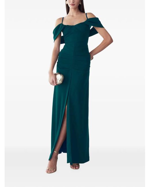 BWLDR Green Ruched-Detail Maxi Dress