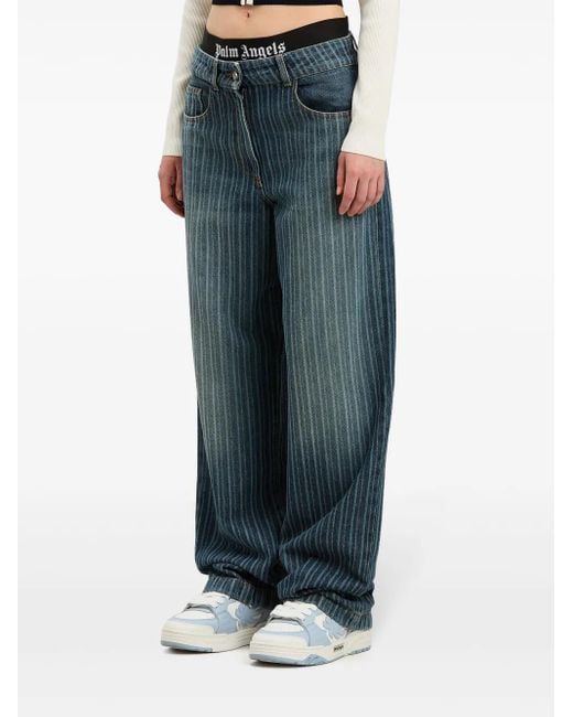 Palm Angels Blue Pinstriped Jeans
