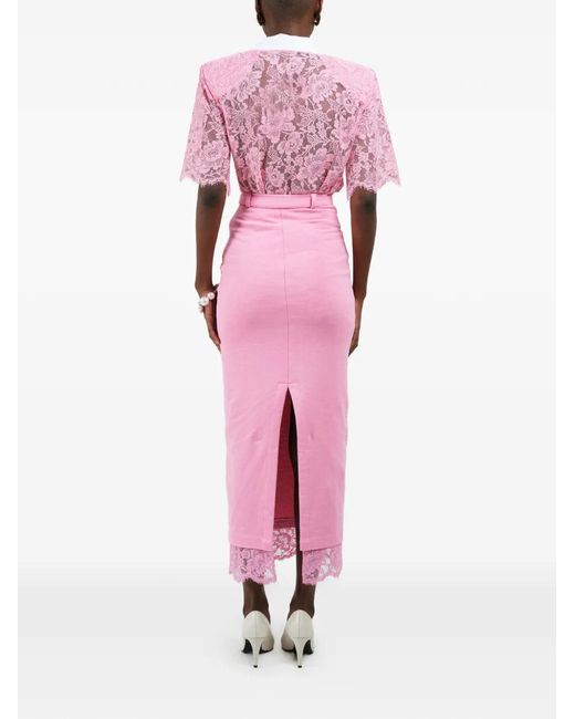 ROWEN ROSE Pink Lace Polo-Style Top