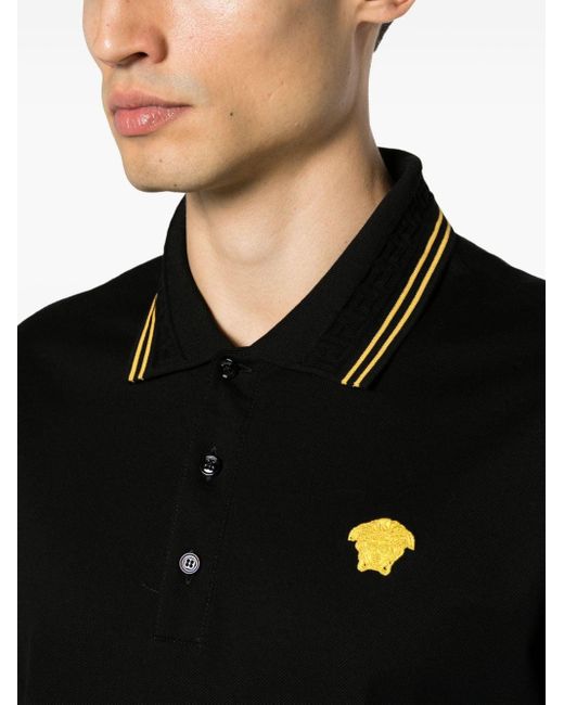 Versace Poloshirt mit Medusa-Stickerei in Black für Herren