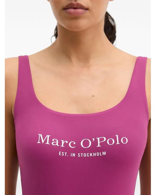 Marc O' Polo Purple Logo-Print Scoop-Neck Swimsuit