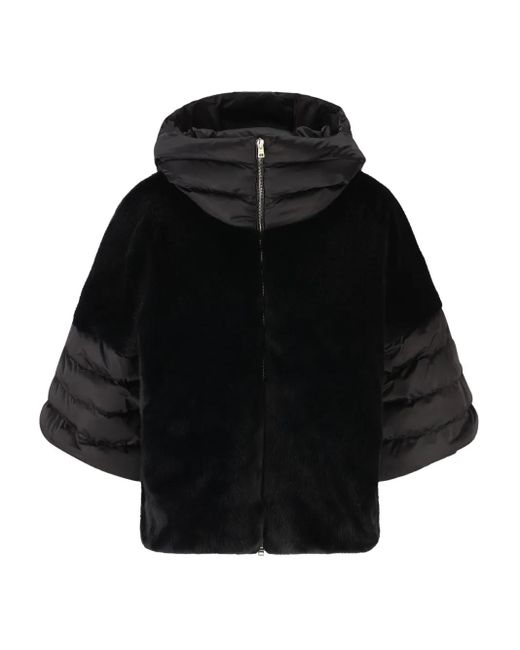 Herno Black Kapuzenjacke Aus Faux Fur
