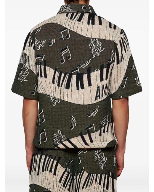 Amiri Black Piano Keys Tapestry Shirt for men