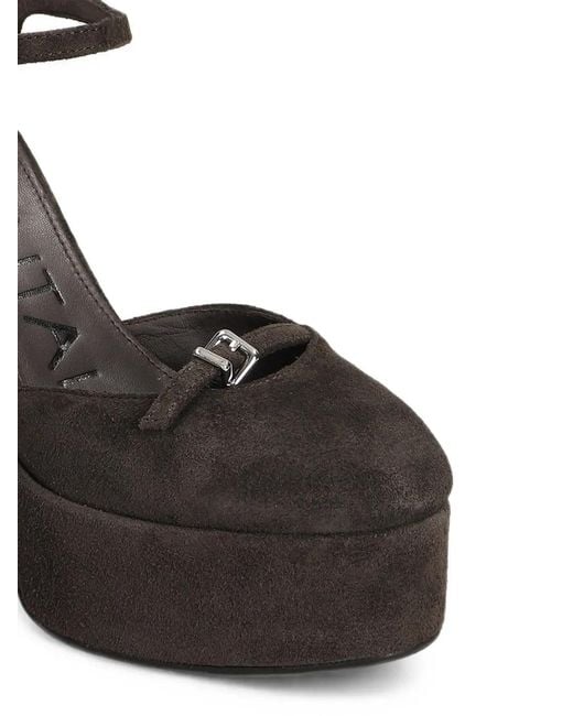 Chantal Black Buckle-Detail Platform Pumps