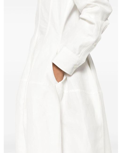 Bottega Veneta Pleat-detail Midi Dress in het White