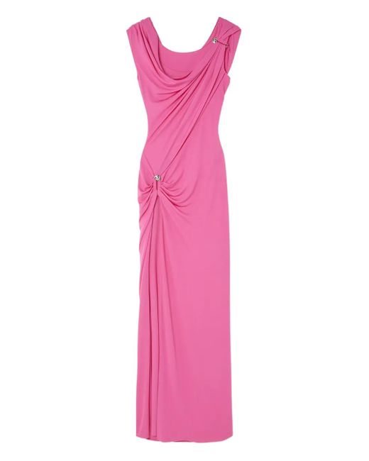 Versace Pink Kleid Mit Dekorativer Sicherheitsnadel Und Drapierung