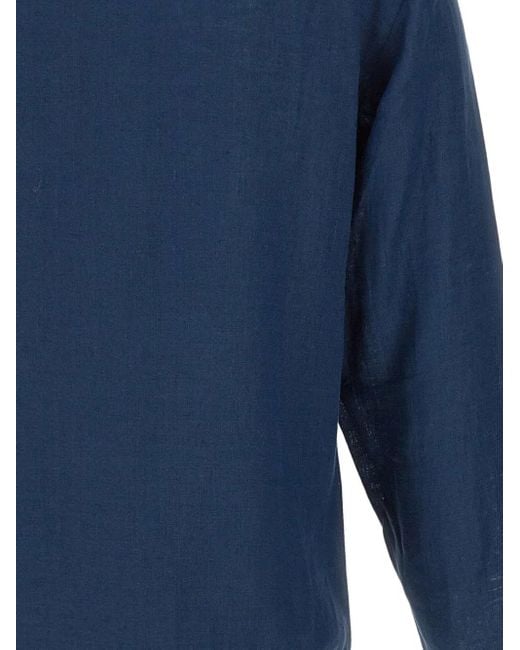 Kiton Blue Zip-Up Linen Jacket for men