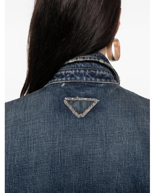Veste En Jean À Fermeture Zippée Prada en coloris Blue