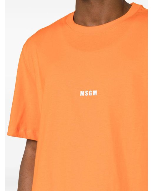 MSGM Orange T-shirt With Logo for men