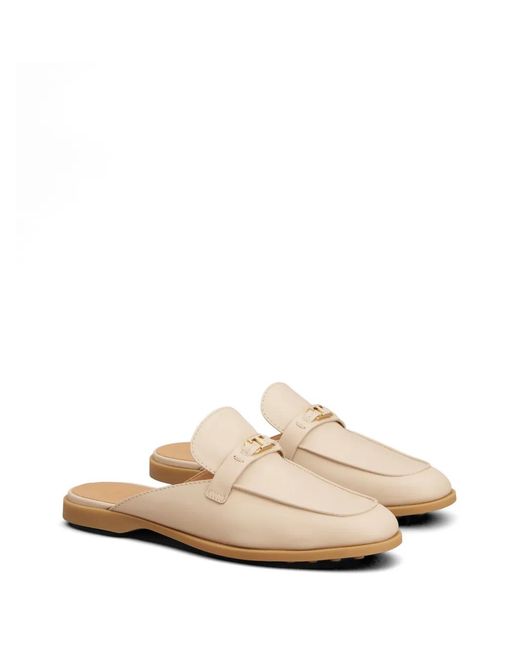 Tod's White Mules En Cuir