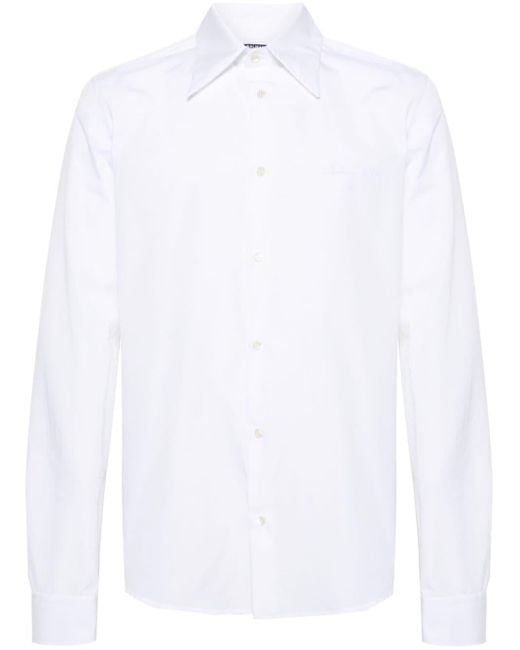 Balmain White Logo-embroidered Cotton Shirt for men