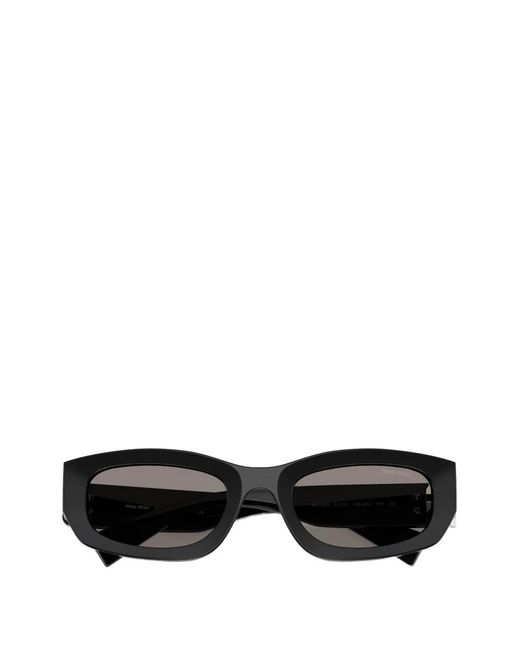 Miu Miu Black Logo Rectangle Sunglasses