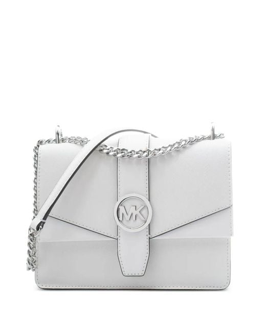Michael Kors Gray Logo-Plaque Chain-Link Shoulder Bag