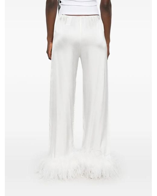 Oseree White Bridal Satin Pants Plumage