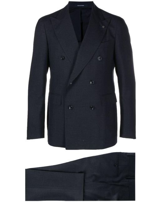 Tagliatore Blue Double-breasted Virgin-wool Suit for men