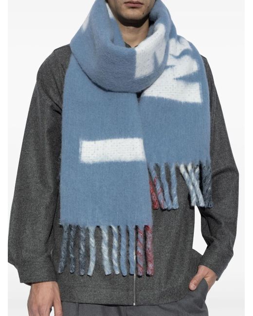 Marni Blue Maxi-Logo Scarf for men