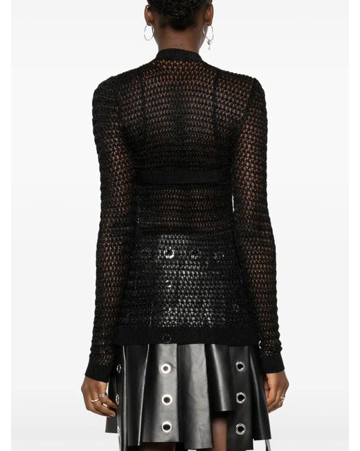 Off-White c/o Virgil Abloh Black Metallic-Threading Open-Knit Jumper
