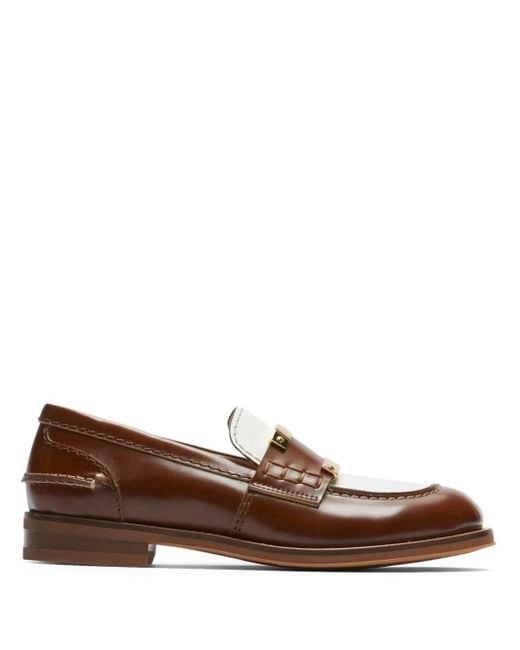N°21 Brown Logo-plaque Two-tone Loafers