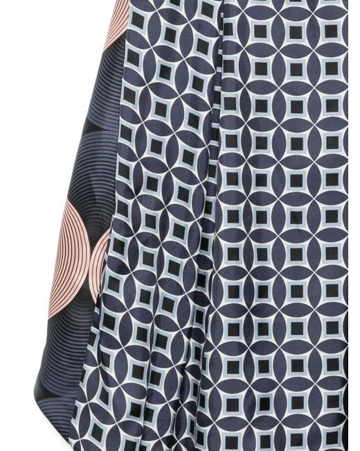 Biyan Blue Printed Silk Skirt