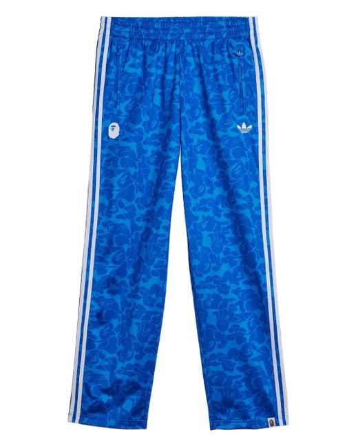Adidas Blue X Bape Camouflage-Print Side-Stripe Track Pants