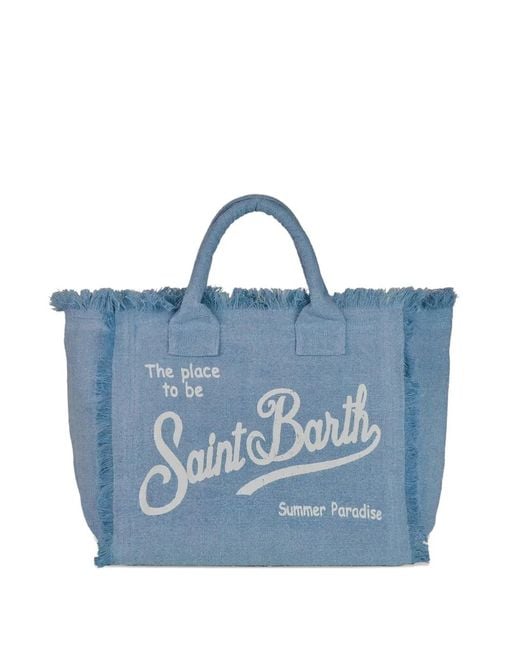 Mc2 Saint Barth Blue Solid Color Linen Colette Bag