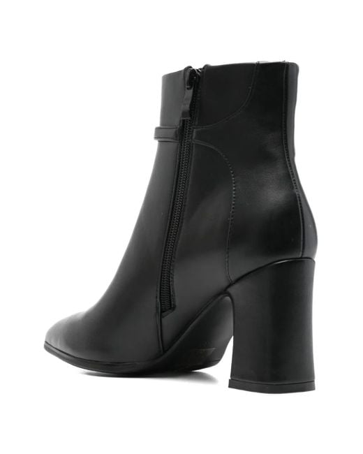 Exe' Black Buckle Leather Boots