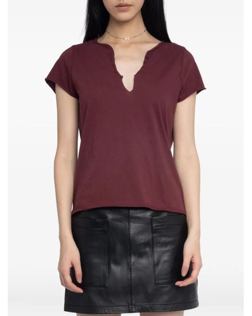 Zadig & Voltaire ビジュートリム Vネックtシャツ Purple