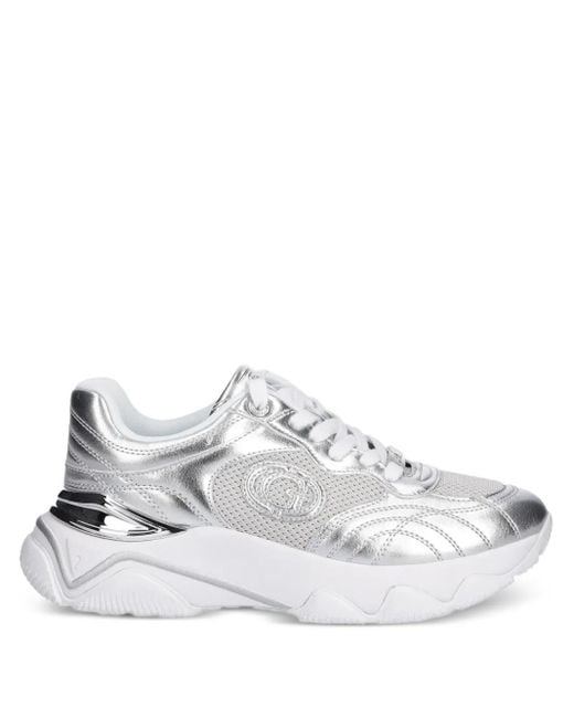 Guess White Perforated Logo Low-Top Sneakers