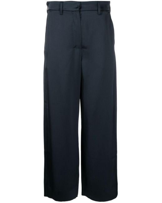 Max Mara Blue Monza Satin Cropped Trousers