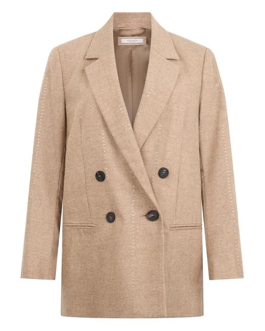 Peserico Natural Double-Breasted Button Blazer