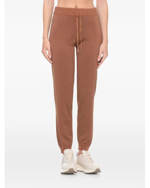 Kangra Brown Glitter-Effect Drawstring Track Pants