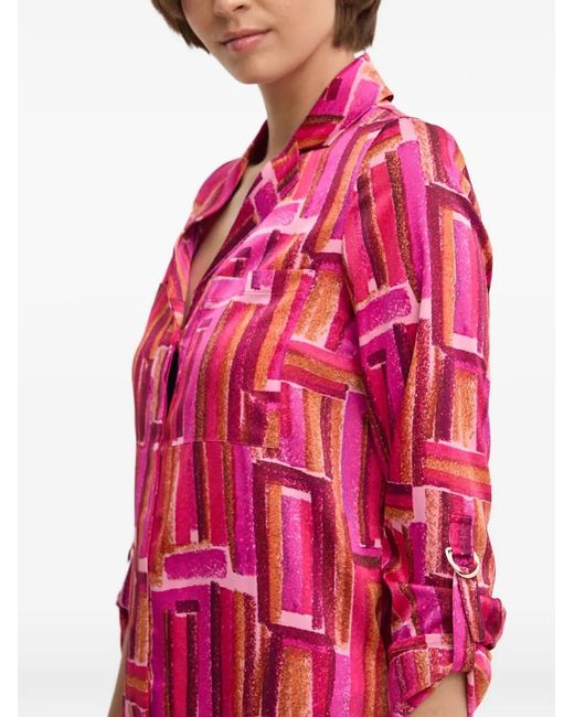 Joseph Ribkoff Pink Geometric-Print Top