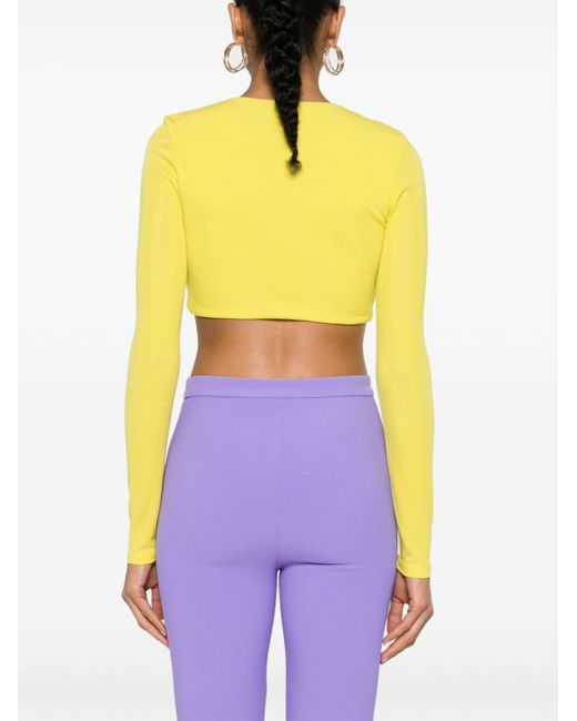 Elisabetta Franchi Yellow Cut-out Cropped Top