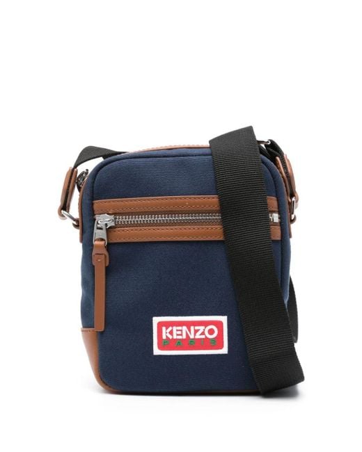 KENZO Canvas Messengertas Met Geborduurd Logo in het Blue voor heren
